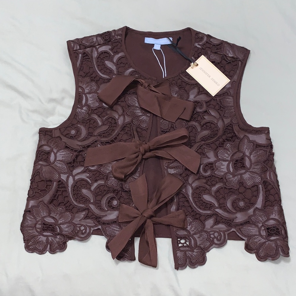 ANTONIO MELANI Brown Lace Crop Top